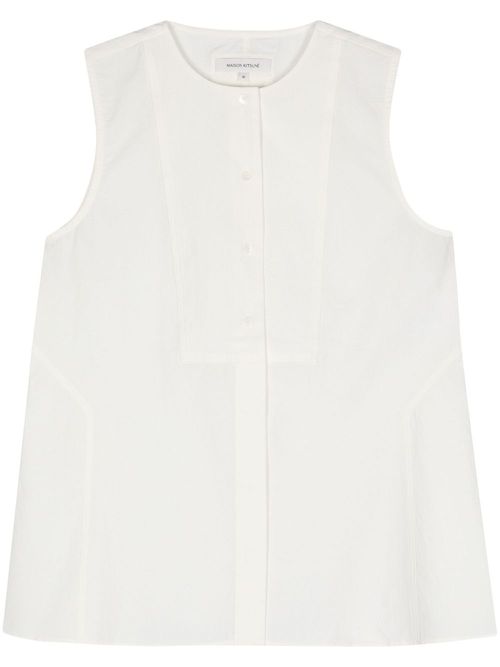 Crinkled sleeveless shirt - White