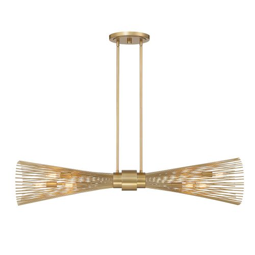 Longfellow 6-Light Linear Chandelier in Burnished Bra