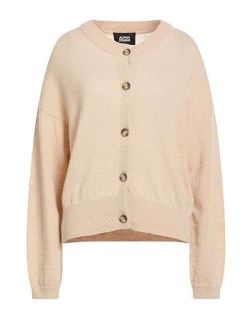 Woman Cardigan Sand Size 6 Baby alpaca wool, Recycled polyamide, Polyamide