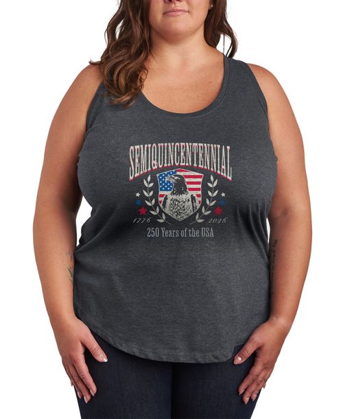Plus Size Instant Message Semiquincentennial Collegiate Racerback Graphic Tank Top - Heather Charcoal