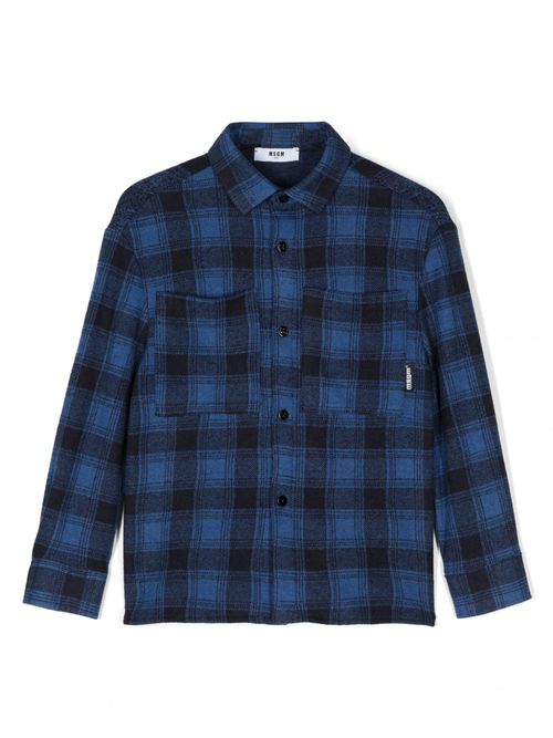 Tartan-pattern shirt - Blue