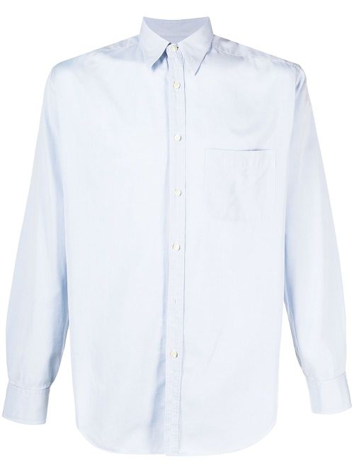 1990s button-up cotton shirt - Blue