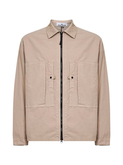 Mercerised Organic Cotton Overshirt — Beige