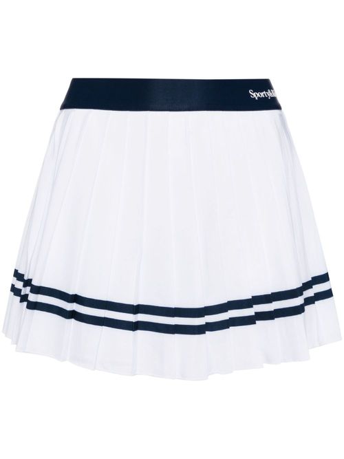 Logo-print pleated skirt - White