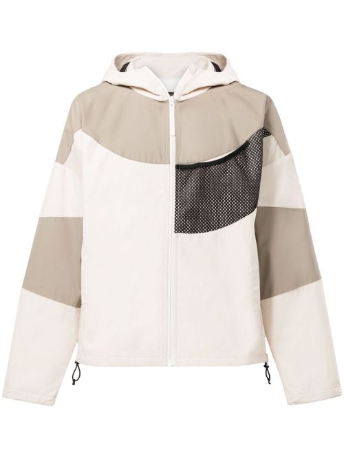 Patchwork hooded windbreaker - Neutrals