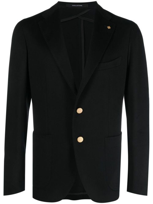 Logo-plaque single-breasted blazer - Black