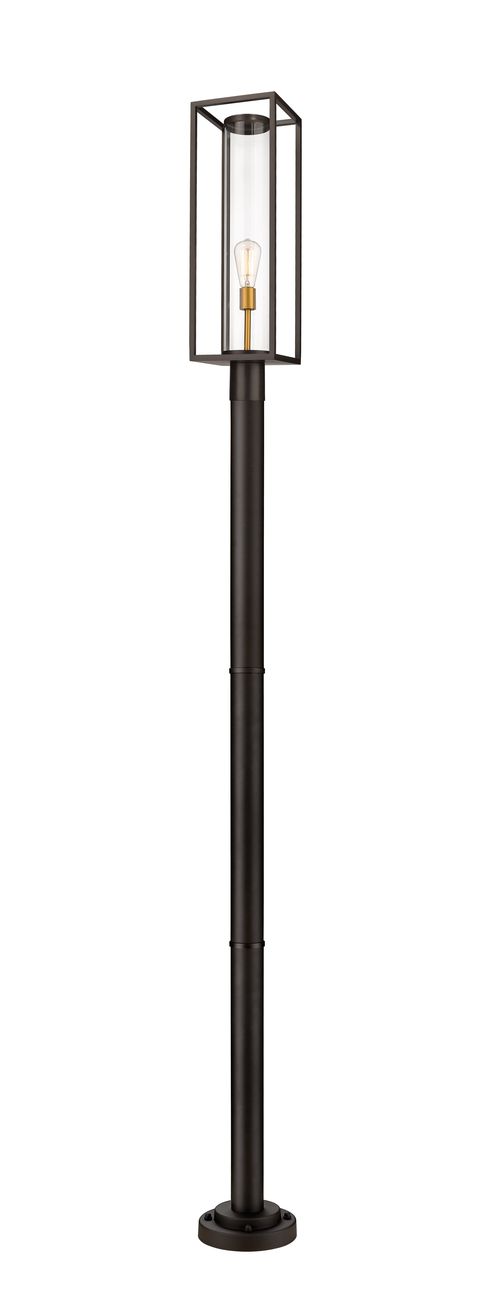 Dunbroch 1-Light Outdoor Post Mounted Fixture Light In Deep Bronze With Outdoor Bra