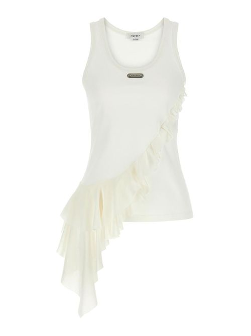 Silk Ruffle Tank Top
