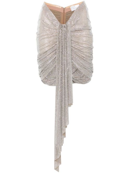 Crystal-embellished asymmetric mini skirt - Silver