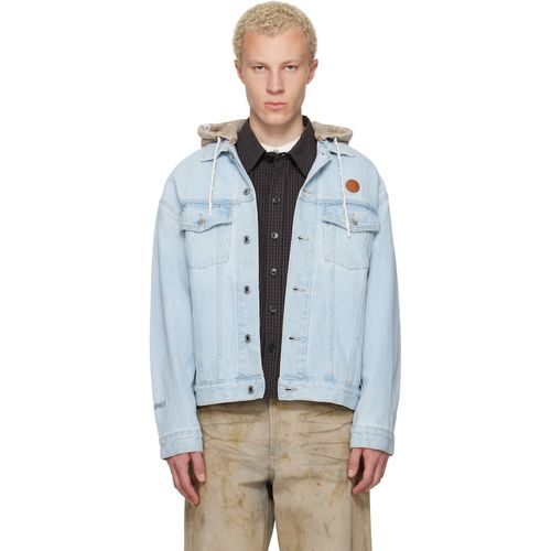 Blue 'AAPENOW' Moonface Hooded Denim Jacket