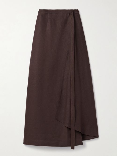 Bruna Linen Maxi Wrap Skirt - Metallic