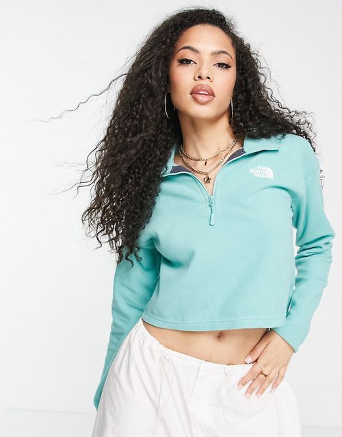 Glacier cropped fleece 1/4 zip in green