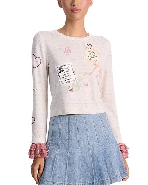 Carolann Script Letter Wool-Blend Sweater