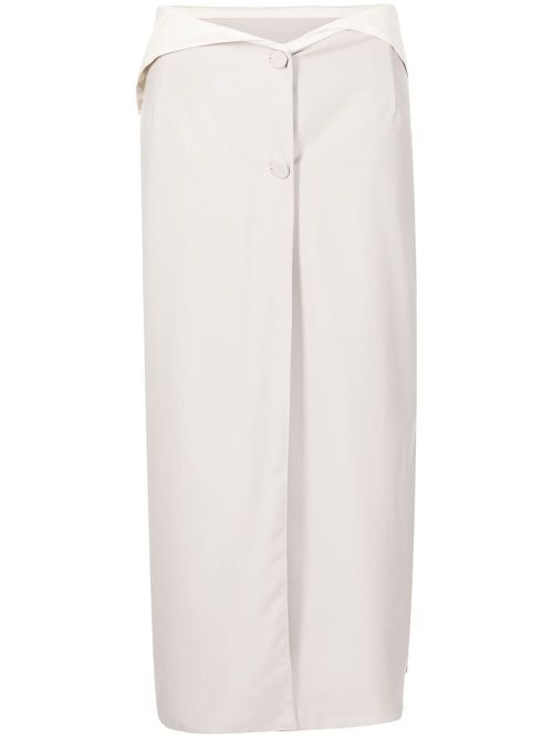 Mid-length side slit skirt - Grey