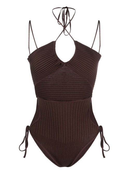Andrea Adamo halterneck-fastening ribbed-knit bodysuit
