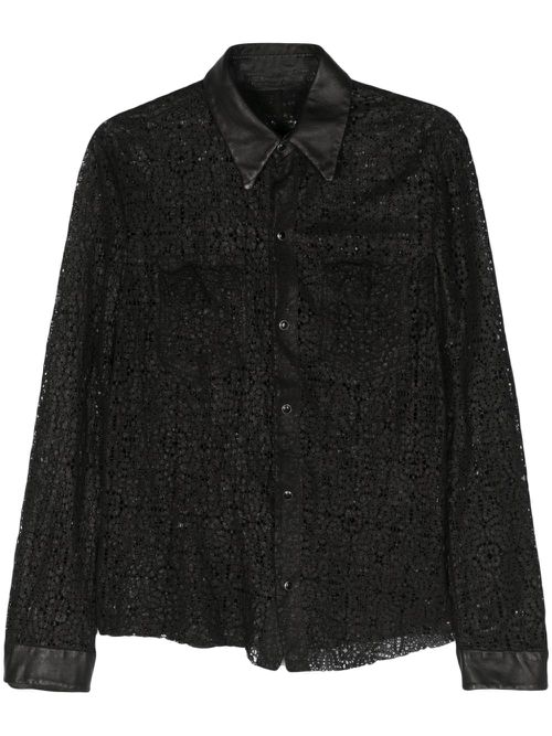 Perforated leather shirt - Black