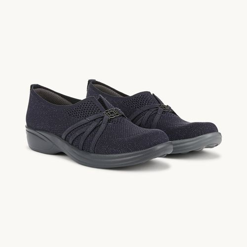 For Niche Slip On Shoes Navy Blazer Knit Fabric