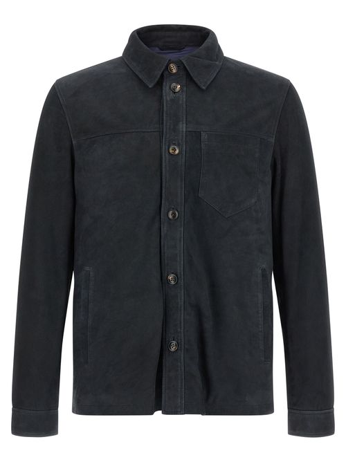 Suede Leather Jacket — Navy