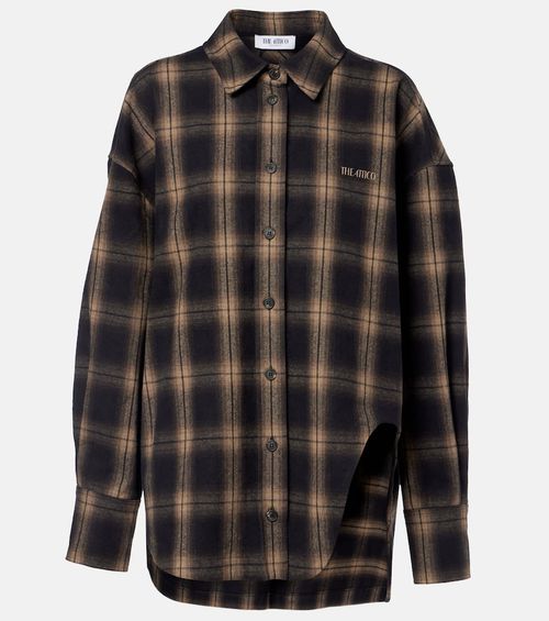 Checked oversized cotton flannel shirt