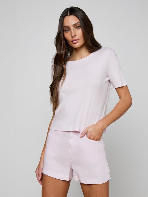 Stormy Cropped Cotton T-Shirt In Icy Lilac