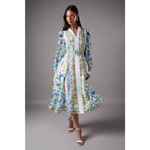 Coast Women's Boarder Printed Organza Shirt Dress in White
