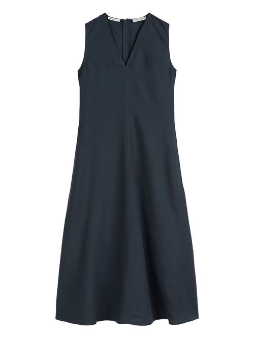 V-neck sleeveless A-line midi dress - Blue
