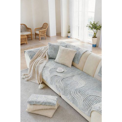 Living and Home Unisex Non-Slip Sofa Cover in Durable Polyester in Duck Egg Blue | : x