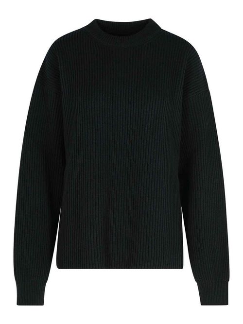Black Wool Crew Neck Sweater