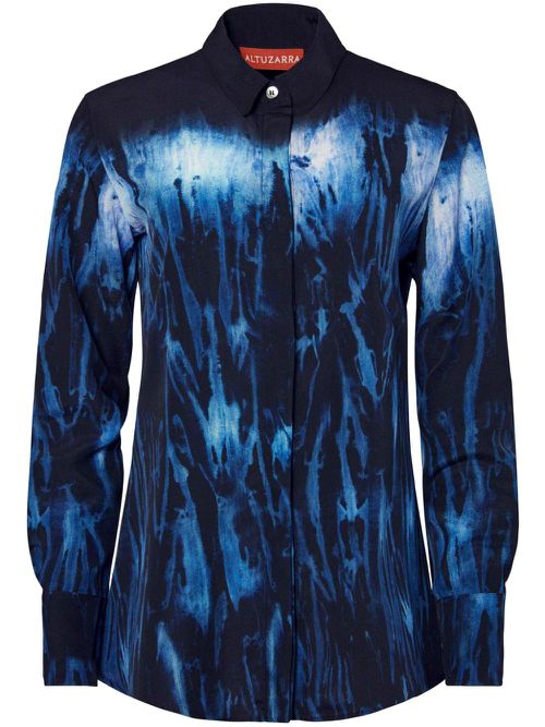 Chika Shibori-print silk shirt - Blue