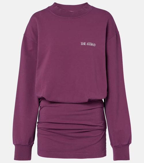 Ruched cotton-blend fleece minidress
