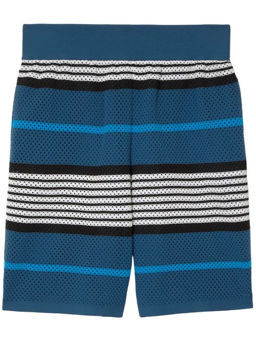 Stripe-print knit shorts - Blue