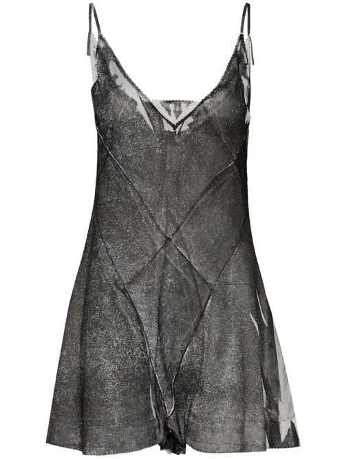 Serigraphic silk minidress - Grey