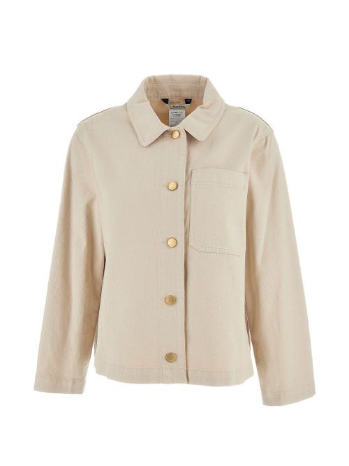 Cotton-Blend Shirt Jacket — Beige