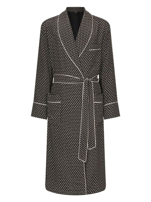 Logo-print silk robe - Black