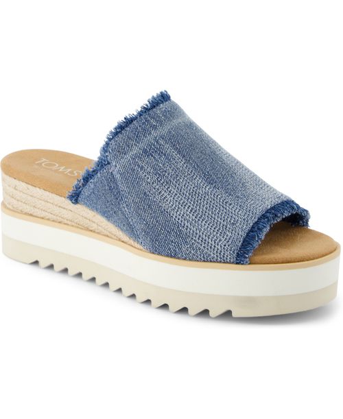 Women's Diana Slip-On Wedge Sandals - Dark Sky Textured Denim, Fray