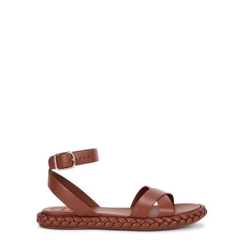 Braided Leather Sandals - TAN - 5