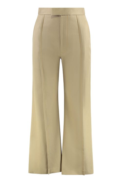 Flared Cotton Trousers — Beige