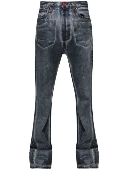 Acid-wash high-rise flared jeans - Blue
