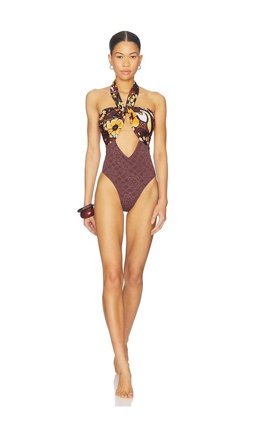 Free People Miley Convertible One Piece Swimsuit in Brown,Orange. - M also in L