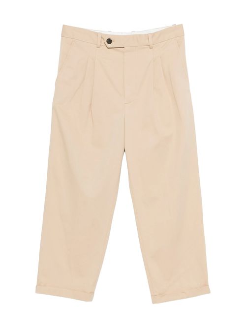 Men's Cropped Cotton Pants with One Pleat