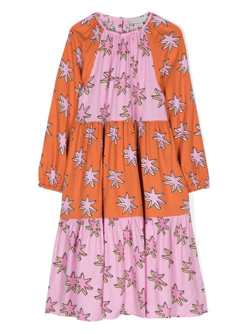 Bright Stars tiered dress - Orange
