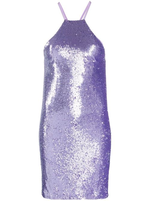 Sequin-embellished open-back dress - Purple