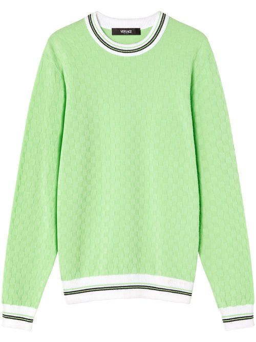Checked cotton-blend jumper - Green