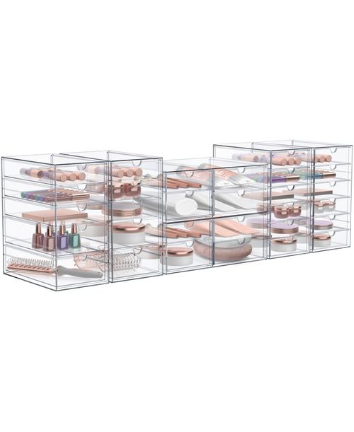 Sorbus 30 Drawers Acrylic Organizer for Makeup, Organization and Storage, Art Supplies, Jewelry, Stationary - 6 Pcs Clear Stackable Storage Drawers -