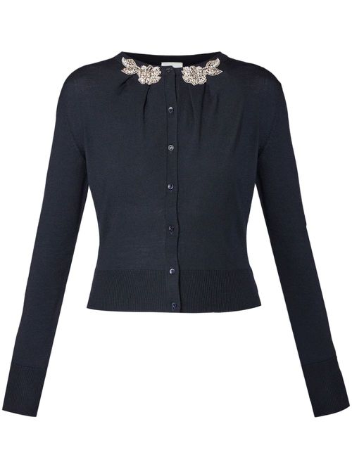 Draped-detail cardigan - Blue