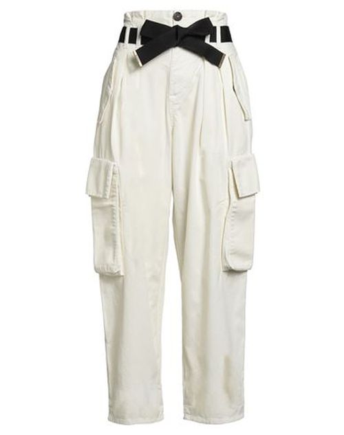 Denim Woman Pants Off white Size 6 Cotton