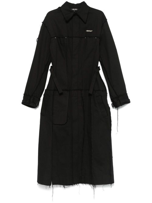 Darted denim trench coat - Black