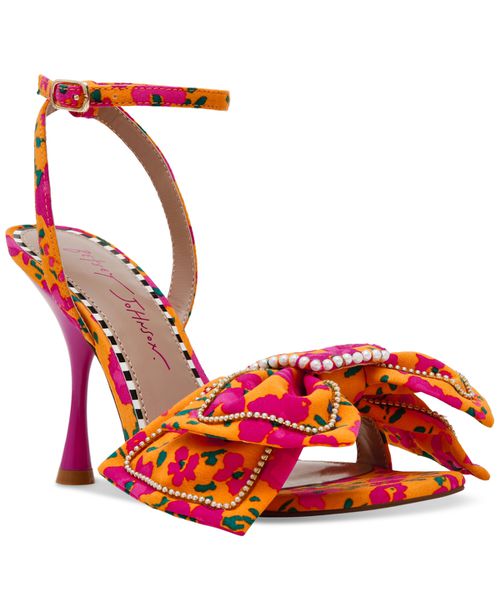 Women's Denly Bow Two-Piece Stiletto Dress Sandals - Orange Floral