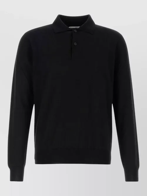 The Row - cashmere selio polo shirt ribbed collar cuff