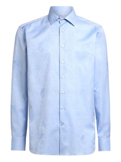 Cotton Jacquard Shirt With Gecko Motif